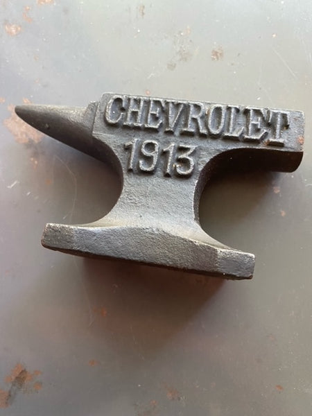 Chevrolet Anvil Paperweight Cast Iron Patina Blacksmith Chevy Metal Collector 1+LBS