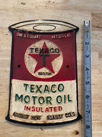 Texaco Sign Oil Can Plaque Collector Metal Patina Gas Coal Mechanic Man Cave
